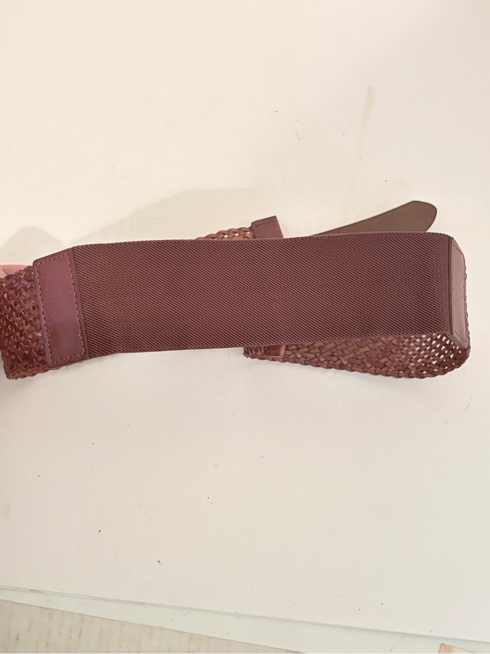 Ann Taylor Loft Dark Brown Woven Leather Elasticized Back Panel Wide Belt - Picture 8 of 12